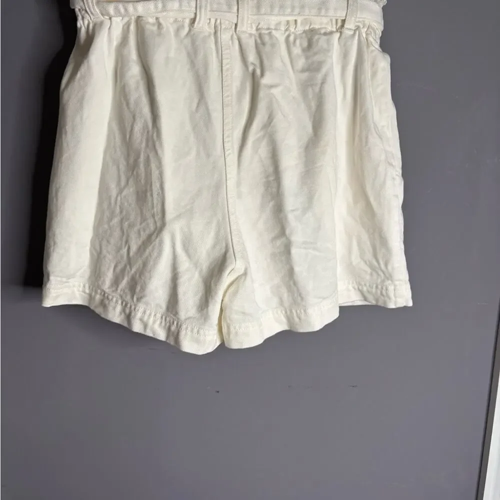 Rails White High Waisted Paperbag Shorts Small